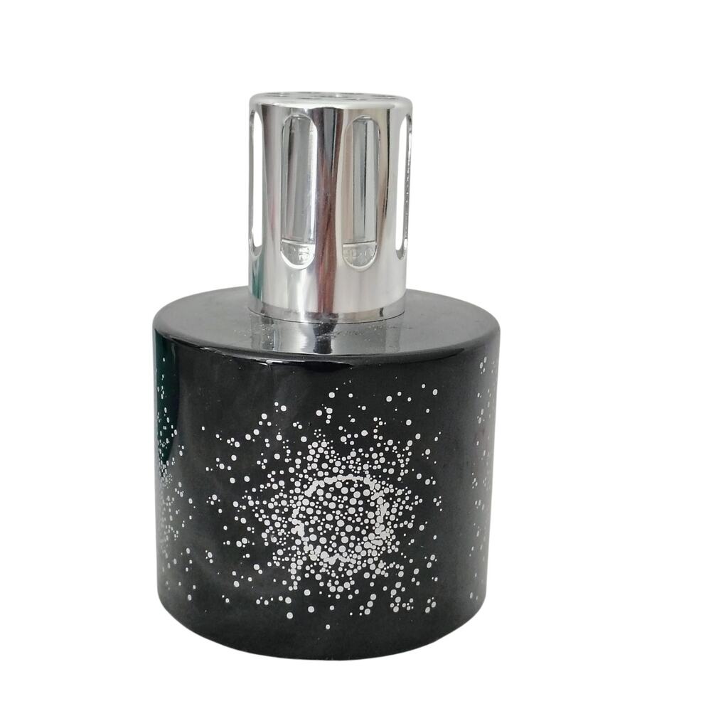 Lampe Berger Black Silver Speckle Glass Fragrance Diffuser Oil Lamp Wick Vintage